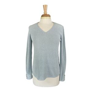 J McLaughlin Elegant V-Neck Sweater in Light Blue